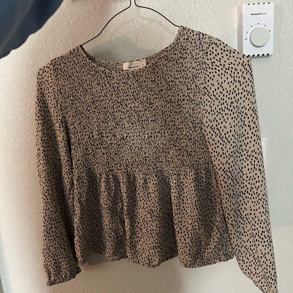 Women's Black and Tan Dotted Top